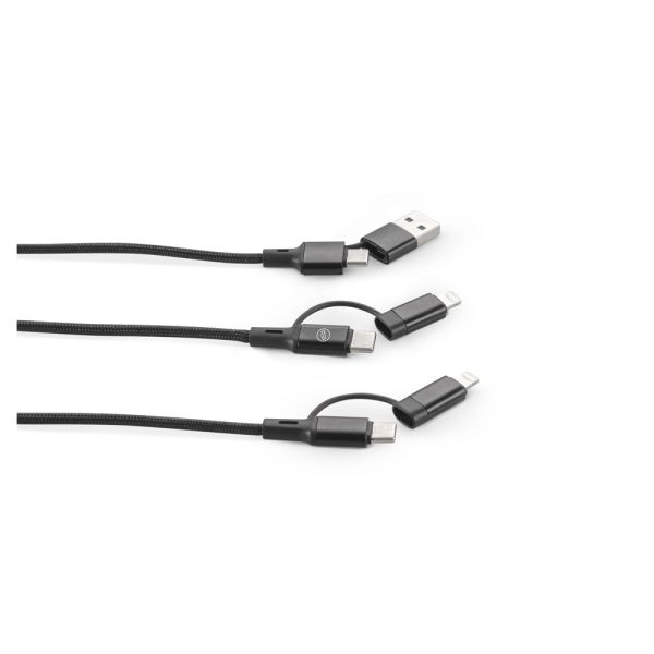 Cabo USB super-rápido 6 em 1 em alumínio 20% reciclado e PET 4% reciclado, permitindo a transferência de dados - Brinde Corporativo Personalizado | Enova