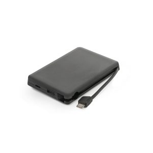 Bateria portátil em ABS 100% reciclado, com cabo integrado e capacidade de 10'000 mAh - Brinde Corporativo Personalizado | Enova