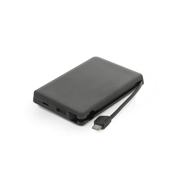 Bateria portátil em ABS 100% reciclado, com cabo integrado e capacidade de 10'000 mAh - Brinde Corporativo Personalizado | Enova