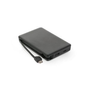 Bateria portátil em ABS 100% reciclado, com cabo integrado e capacidade de 10'000 mAh - Brinde Corporativo Personalizado | Enova