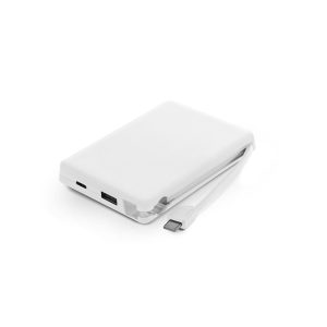 Bateria portátil em ABS 100% reciclado, com cabo integrado e capacidade de 10'000 mAh - Brinde Corporativo Personalizado | Enova