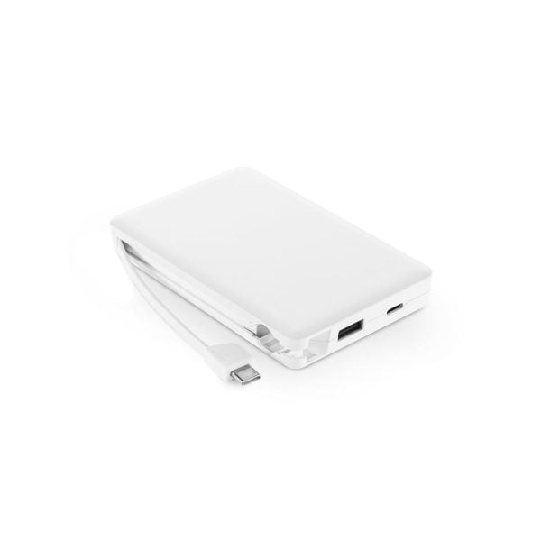 Bateria portátil em ABS 100% reciclado, com cabo integrado e capacidade de 10'000 mAh - Brinde Corporativo Personalizado | Enova
