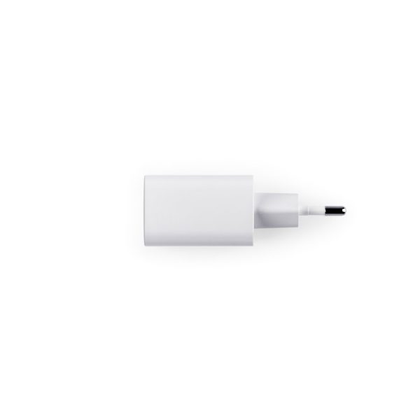 Adaptador de corrente com porta USB-A 18W e USB-C 20W em ABS 100% reciclado - Brinde Corporativo Personalizado | Enova