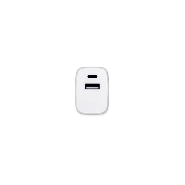 Adaptador de corrente com porta USB-A 18W e USB-C 20W em ABS 100% reciclado - Brinde Corporativo Personalizado | Enova