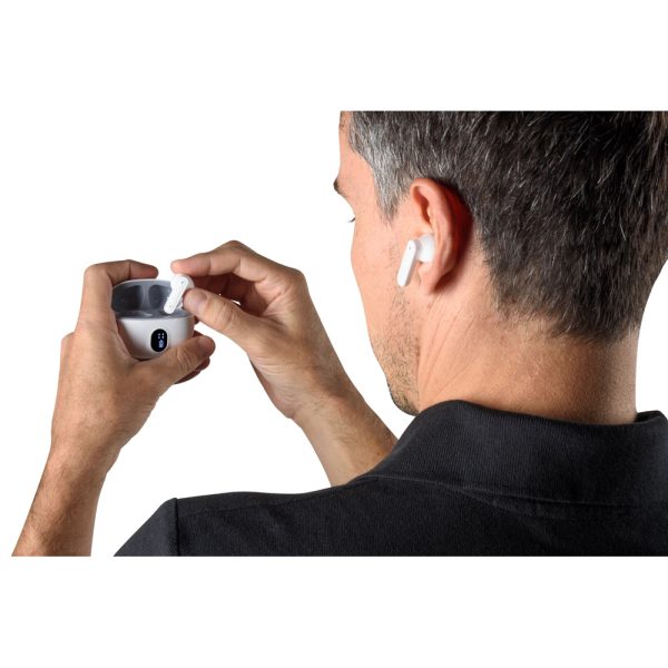 Fones de ouvido wireless em ABS 100% reciclado e autonomia de 4h - Brinde Corporativo Personalizado | Enova