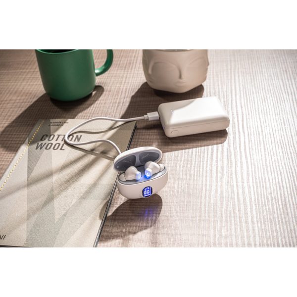 Fones de ouvido wireless em ABS 100% reciclado e autonomia de 4h - Brinde Corporativo Personalizado | Enova