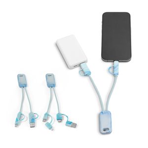 Cabo USB super-rápido 6 em 1 em PET 100% reciclado, permite a tranferência de dados - Enova Brindes Personalizados
