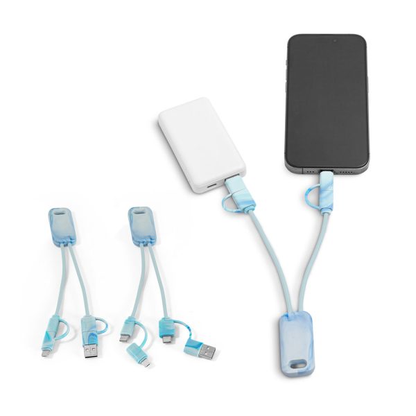 Cabo USB super-rápido 6 em 1 em PET 100% reciclado, permite a tranferência de dados - Enova Brindes Personalizados