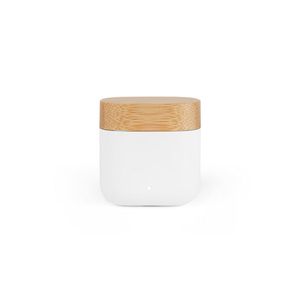 Fones de ouvido wireless em ABS 100% reciclado e bambu com autonomia de 5h - Brinde Corporativo Personalizado | Enova
