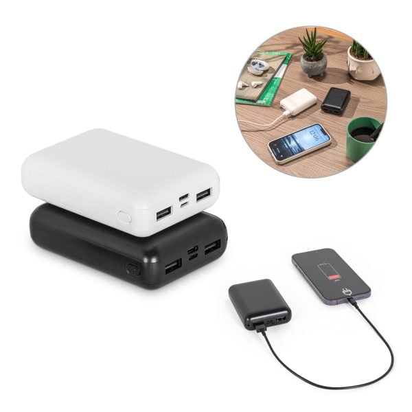 Bateria portáti em ABS 100% reciclado e capacidade de 10.000 mAh - Enova Brindes Personalizados