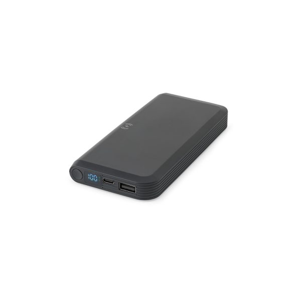 Bateria portátil em ABS 100% reciclado com carregador wireless super-rápido 15W e capacidade de 10.000 mAh - Brinde Corporativo Personalizado | Enova