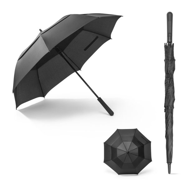 Guarda-chuva de 27,5” em poliéster 100% reciclado pongee 190T com abertura automática - Enova Brindes Personalizados