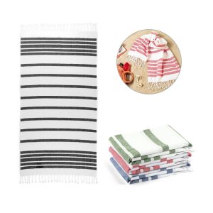 Toalha de praia em algodão (70% reciclado) e poliéster (30% reciclado) (180 g/m²) - Enova Brindes Personalizados