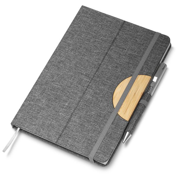 Caderno Capa em RPET e detalhe em Bambu - Brinde Corporativo Personalizado | Enova