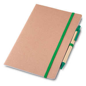 Caderno capa em papel Kraft com caneta - Brinde Corporativo Personalizado | Enova