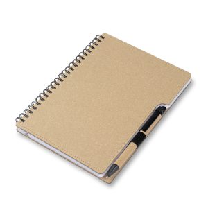Caderno Capa em Papelão Reciclado c/ Caneta - Brinde Corporativo Personalizado | Enova