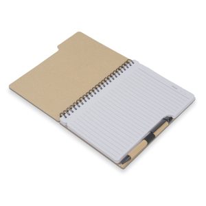 Caderno Capa em Papelão Reciclado c/ Caneta - Brinde Corporativo Personalizado | Enova