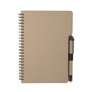 Caderno Capa em Papelão Reciclado c/ Caneta - Brinde Corporativo Personalizado | Enova