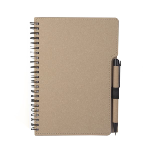 Caderno Capa em Papelão Reciclado c/ Caneta - Brinde Corporativo Personalizado | Enova