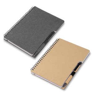 Caderno Capa em Papelão Reciclado c/ Caneta - Enova Brindes Personalizados