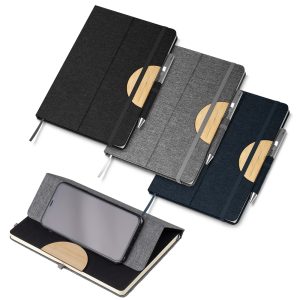 Caderno Capa em RPET e detalhe em Bambu - Enova Brindes Personalizados