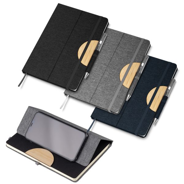 Caderno Capa em RPET e detalhe em Bambu - Enova Brindes Personalizados