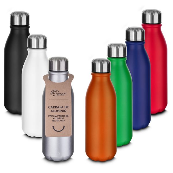 Garrafa em Alumínio Reciclado - Enova Brindes Personalizados