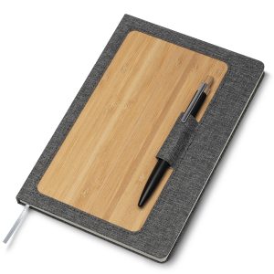 Caderno Capa em RPET e Bambu - Brinde Corporativo Personalizado | Enova