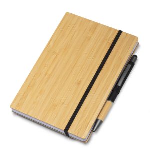 Caderno Capa em Bambu - Enova Brindes Personalizados