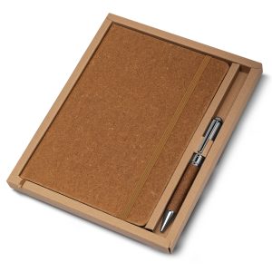 Kit Escritório Capa em Couro Reciclado e Caneta Metalica - Brinde Corporativo Personalizado | Enova