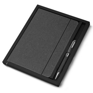 Kit Escritório Capa em Couro Reciclado e Caneta Metalica - Brinde Corporativo Personalizado | Enova