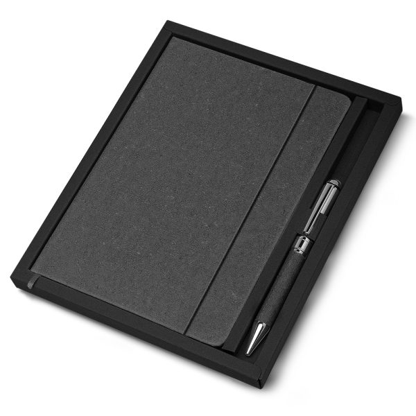 Kit Escritório Capa em Couro Reciclado e Caneta Metalica - Brinde Corporativo Personalizado | Enova