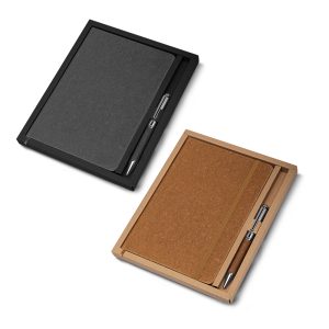 Kit Escritório Capa em Couro Reciclado e Caneta Metalica - Enova Brindes Personalizados