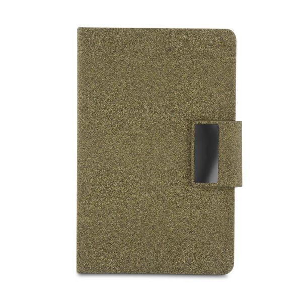 Caderno A5 em PU e fibra de café ou chá - Brinde Corporativo Personalizado | Enova