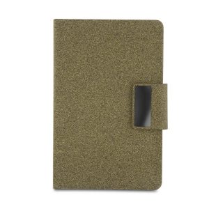 Kit escritório A5 em PU e fibra de café ou chá e Caneta Metalica - Brinde Corporativo Personalizado | Enova
