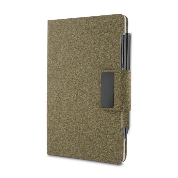 Caderno A5 em PU e fibra de café ou chá - Brinde Corporativo Personalizado | Enova