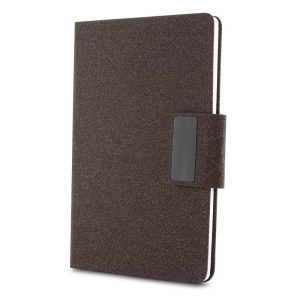 Kit escritório A5 em PU e fibra de café ou chá e Caneta Metalica - Brinde Corporativo Personalizado | Enova