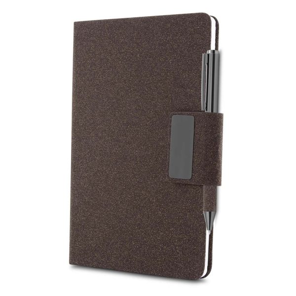 Caderno A5 em PU e fibra de café ou chá - Brinde Corporativo Personalizado | Enova