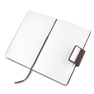 Caderno A5 em PU e fibra de café ou chá - Brinde Corporativo Personalizado | Enova