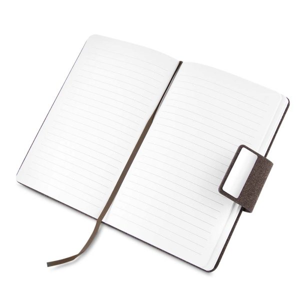 Caderno A5 em PU e fibra de café ou chá - Brinde Corporativo Personalizado | Enova