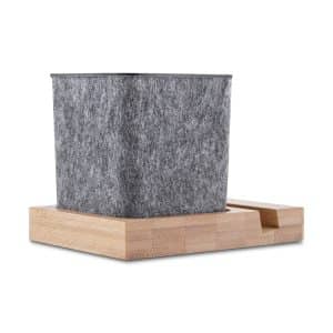 Porta objetos/smartphone em feltro e bambu - Brinde Corporativo Personalizado | Enova