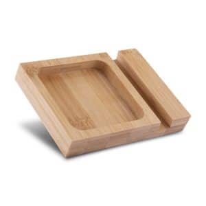 Porta objetos/smartphone em feltro e bambu - Brinde Corporativo Personalizado | Enova