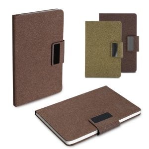 Caderno A5 em PU e fibra de café ou chá - Enova Brindes Personalizados