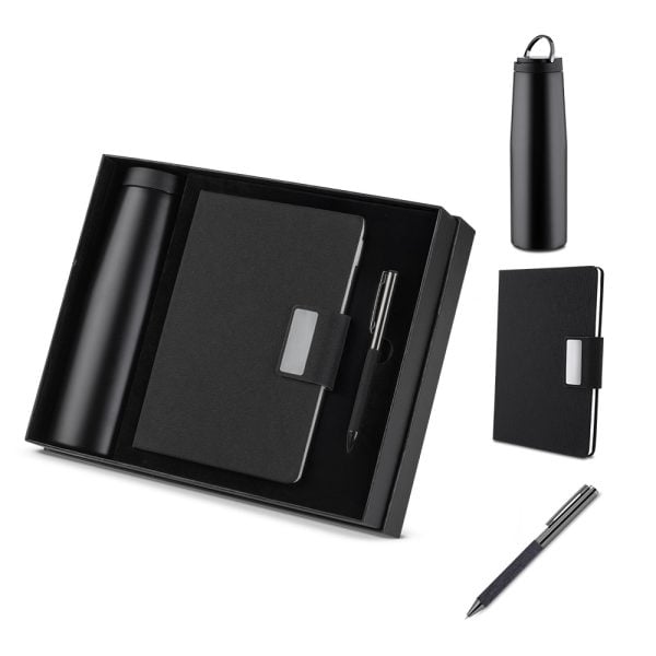 Kit escritório Caderno, Garrafa e Caneta Metalica - Enova Brindes Personalizados