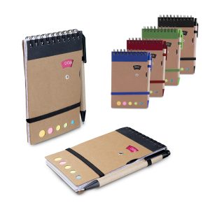 Mini caderno A6 com caneta - Enova Brindes Personalizados