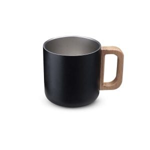 Caneca térmica com alça em madeira - Brinde Corporativo Personalizado | Enova