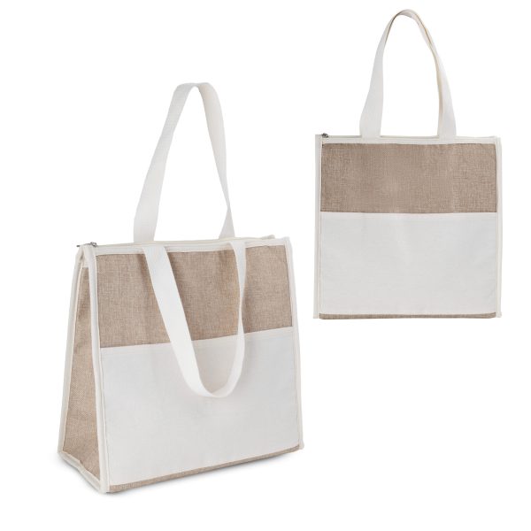Bolsa Térmica em algodão e Juta sintética 18L - Enova Brindes Personalizados