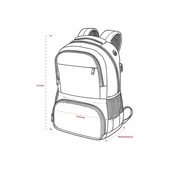 Mochila Poliéster 26L com Porta Notebook e Compartimento Térmico