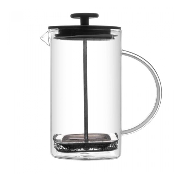 Cafeteira Prensa Francesa de Vidro Borossilicato e Tampa de Plástico Preta Quadratta 700ml - Brinde Corporativo Personalizado