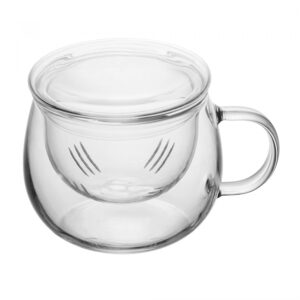 Caneca com Infusor e Tampa Moderna 300ml Vidro Borossilicato